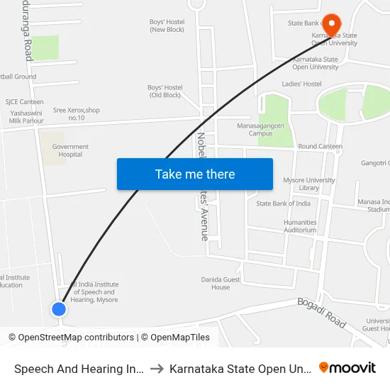 Speech And Hearing Institute to Karnataka State Open University map