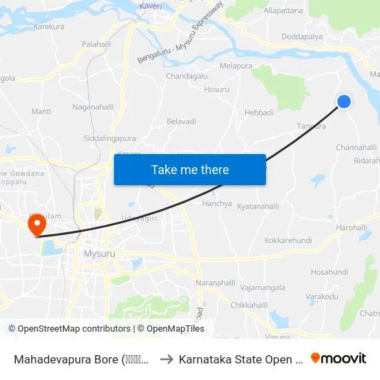 Mahadevapura Bore (ಮಹಾದೇವಪುರ ಬೋರ್) to Karnataka State Open University map