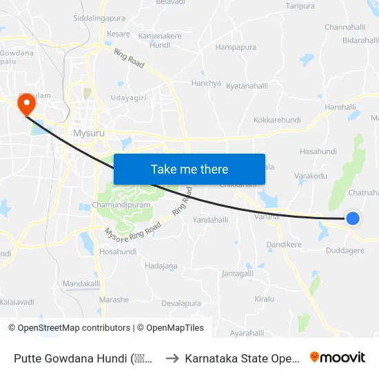 Putte Gowdana Hundi (ಪುಟ್ಟೇಗೌಡನ ಹುಂಡಿ) to Karnataka State Open University map