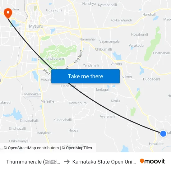 Thummanerale (ತುಮ್ಮನೇರಳೆ) to Karnataka State Open University map