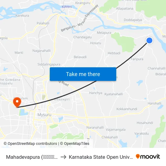 Mahadevapura (ಮಹಾದೇವಪುರ) to Karnataka State Open University map