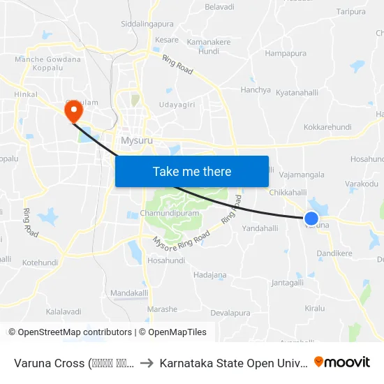 Varuna Cross (ವರುಣ ಕ್ರಾಸ್) to Karnataka State Open University map