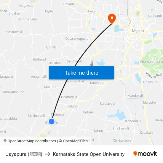 Jayapura (ಜಯಪುರ) to Karnataka State Open University map