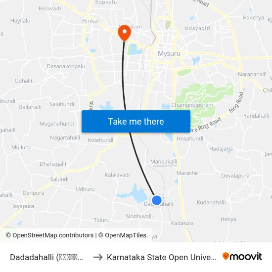 Dadadahalli (ದಾದದಹಳ್ಳಿ) to Karnataka State Open University map