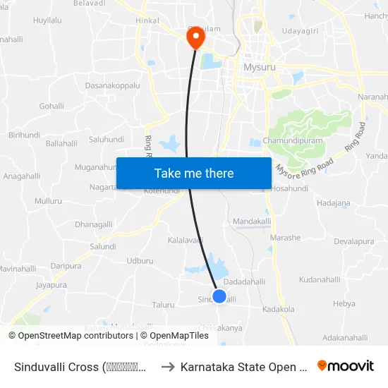 Sinduvalli Cross (ಸಿಂದುವಳ್ಳಿ ಕ್ರಾಸ್) to Karnataka State Open University map