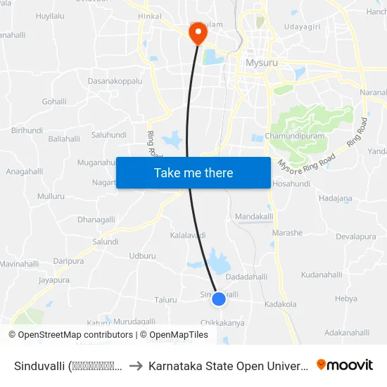 Sinduvalli (ಸಿಂದುವಳ್ಳಿ) to Karnataka State Open University map