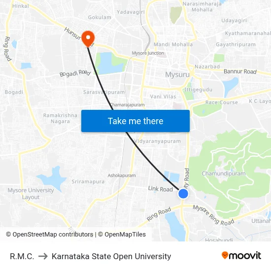 R.M.C. to Karnataka State Open University map