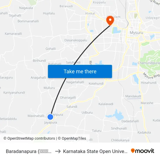 Baradanapura (ಬರದನಪುರ) to Karnataka State Open University map