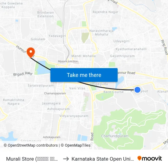 Murali Store (ಮುರಳಿ ಸ್ಟೋರ‍್ಸ್) to Karnataka State Open University map