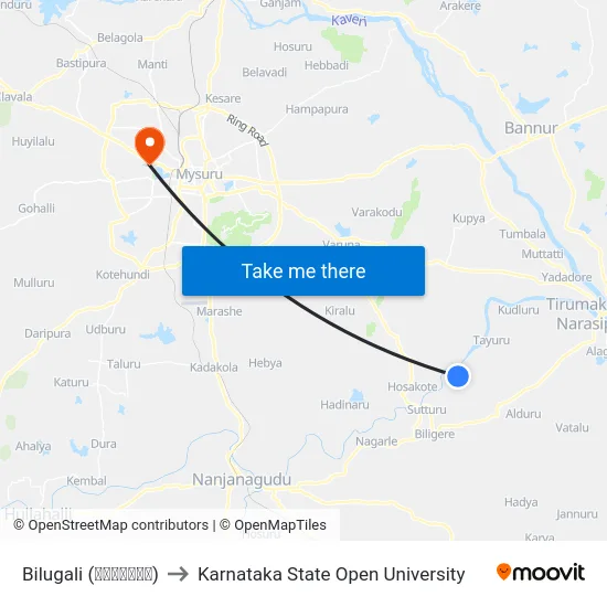 Bilugali (ಬಿಳುಗಳಿ) to Karnataka State Open University map