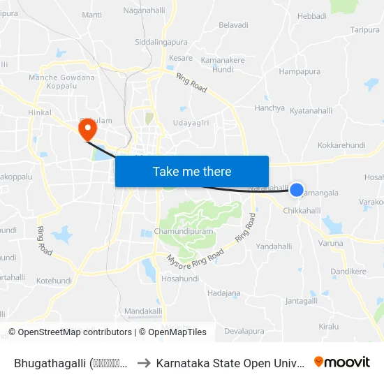 Bhugathagalli (ಭುಗತಹಳ್ಳಿ) to Karnataka State Open University map