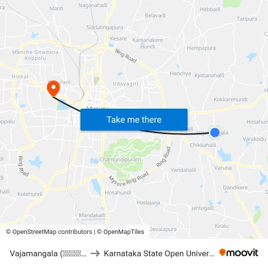 Vajamangala (ವಾಜಮಂಗಲ) to Karnataka State Open University map