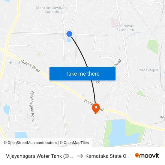 Vijayanagara Water Tank (ವಿಜಯನಗರ ವಾಟರ್ ಟ್ಯಾಂಕ್) to Karnataka State Open University map