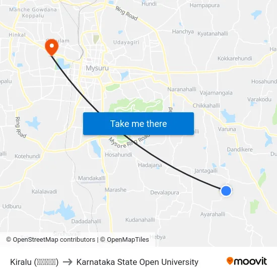 Kiralu (ಕಿರಳು) to Karnataka State Open University map