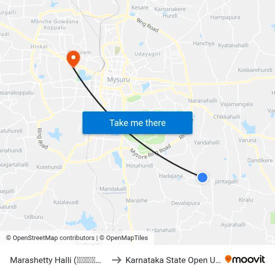 Marashetty Halli (ಮಾರಶೆಟ್ಟಿ ಹಳ್ಳಿ) to Karnataka State Open University map