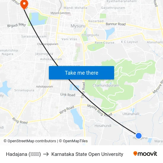 Hadajana (ಹಡಜನ) to Karnataka State Open University map