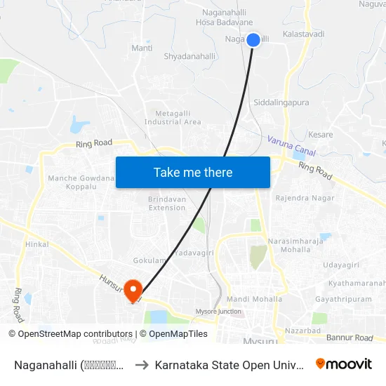 Naganahalli (ನಾಗೇನಹಳ್ಳಿ) to Karnataka State Open University map