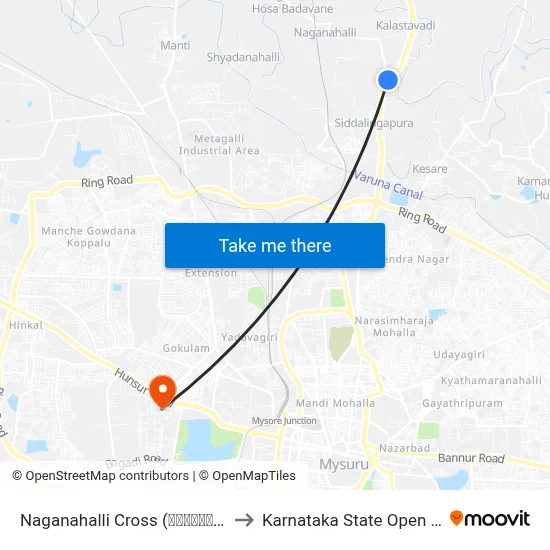 Naganahalli Cross (ನಾಗೇನಹಳ್ಳಿ ಕ್ರಾಸ್) to Karnataka State Open University map
