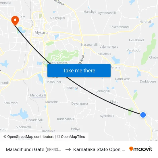 Maradihundi Gate (ಮರಾದಿಹುಂಡಿ ಗೇಟ್) to Karnataka State Open University map