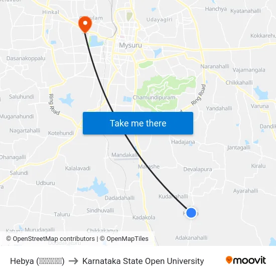 Hebya (ಹೆಬ್ಯಾ) to Karnataka State Open University map