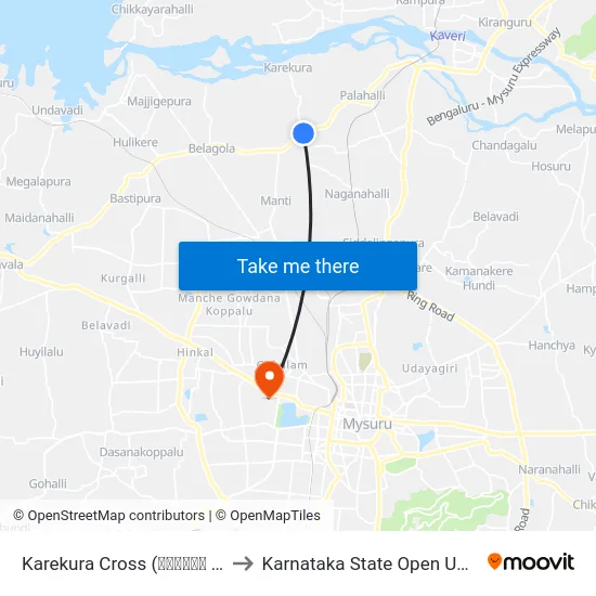 Karekura Cross (ಕರೇಕೂರ ಕ್ರಾಸ್) to Karnataka State Open University map