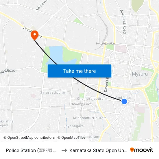 Police Station (ಪೋಲೀಸ್ ಸ್ಟೇಷನ್) to Karnataka State Open University map