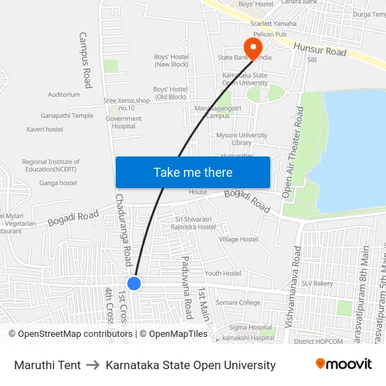 Maruthi Tent to Karnataka State Open University map