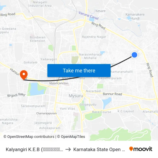 Kalyangiri K.E.B (ಕಲ್ಯಾಣಗಿರಿ ಕೆ.ಇ.ಬಿ) to Karnataka State Open University map
