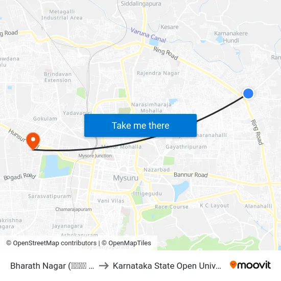 Bharath Nagar (ಭರತ್ ನಗರ) to Karnataka State Open University map