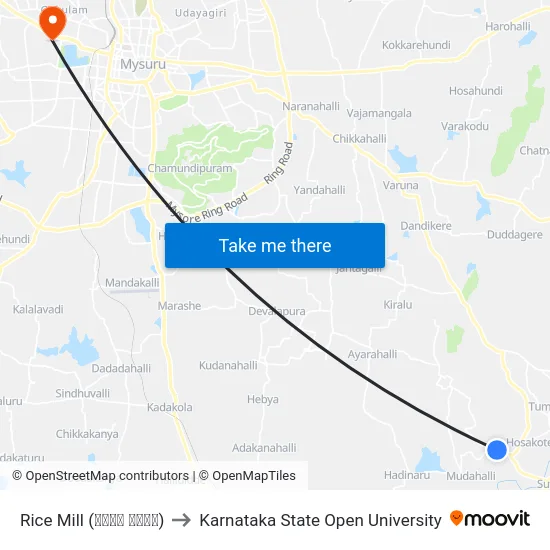 Rice Mill (ರೈಸ್ ಮಿಲ್) to Karnataka State Open University map