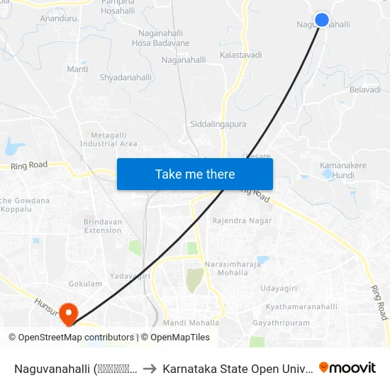 Naguvanahalli (ನಗುವನಹಳ್ಳಿ) to Karnataka State Open University map