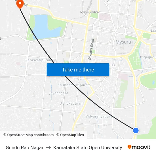 Gundu Rao Nagar to Karnataka State Open University map