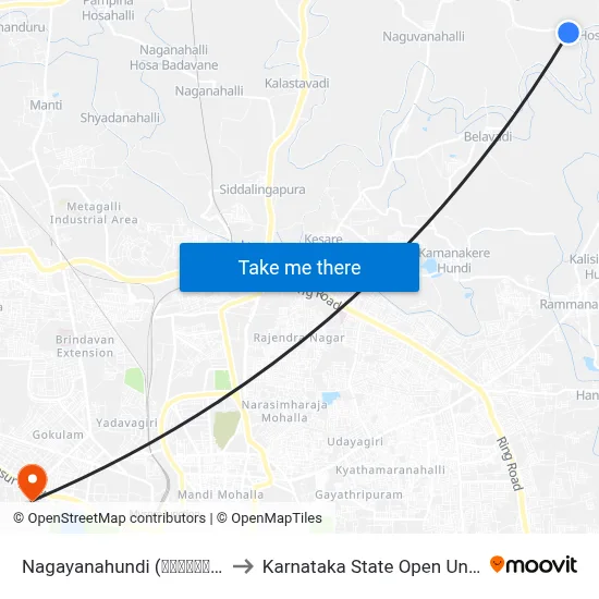 Nagayanahundi (ನಾಗಯ್ಯನಹುಂಡಿ) to Karnataka State Open University map