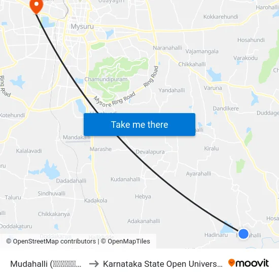 Mudahalli (ಮುದಹಳ್ಳಿ) to Karnataka State Open University map