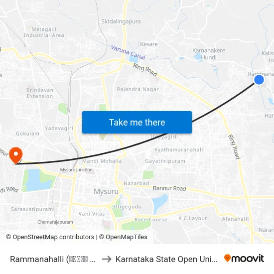 Rammanahalli (ರಮ್ಮನ ಹಳ್ಳಿ) to Karnataka State Open University map