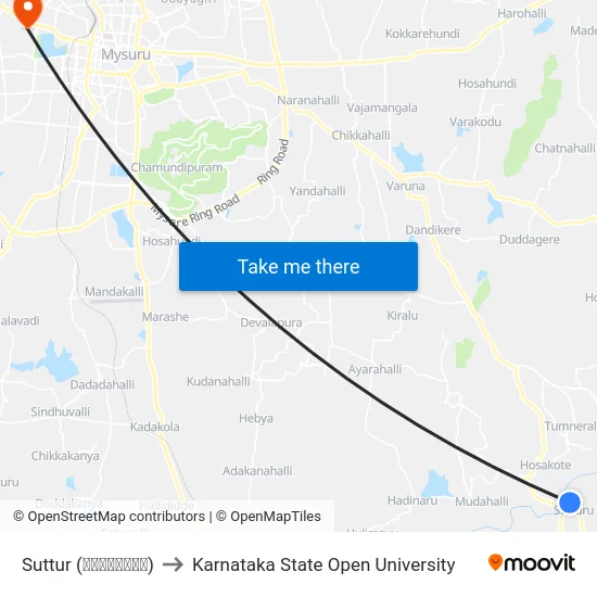 Suttur (ಸುತ್ತೂರು) to Karnataka State Open University map