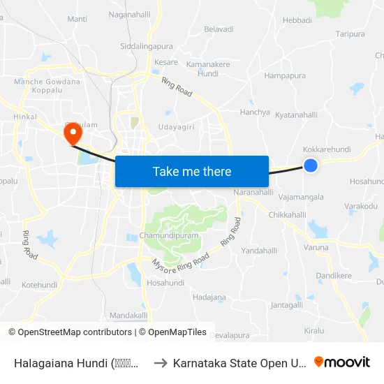 Halagaiana Hundi (ಹಲಗಯ್ಯನಹುಂಡಿ) to Karnataka State Open University map