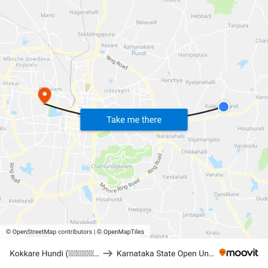 Kokkare Hundi (ಕೊಕ್ಕರೆ ಹುಂಡಿ) to Karnataka State Open University map