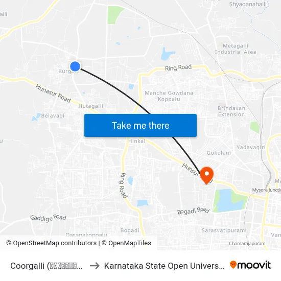 Coorgalli (ಕೂರ್ಗಳ್ಳಿ) to Karnataka State Open University map
