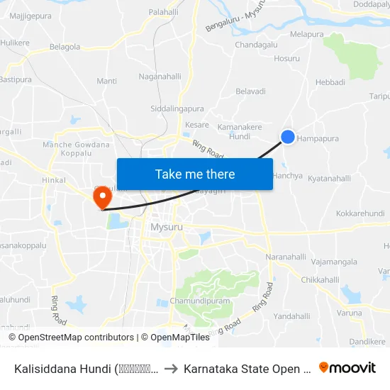 Kalisiddana Hundi (ಕಾಳಿಸಿದ್ದನ ಹುಂಡಿ) to Karnataka State Open University map