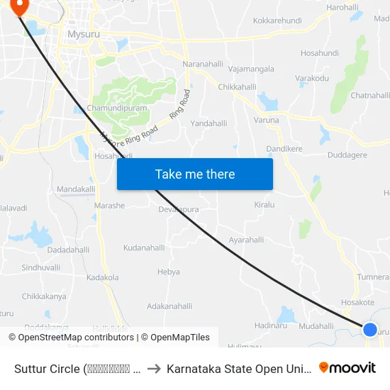 Suttur Circle (ಸುತ್ತೂರು ವೃತ್ತ) to Karnataka State Open University map