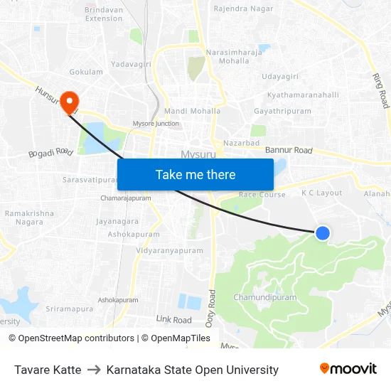 Tavare Katte to Karnataka State Open University map