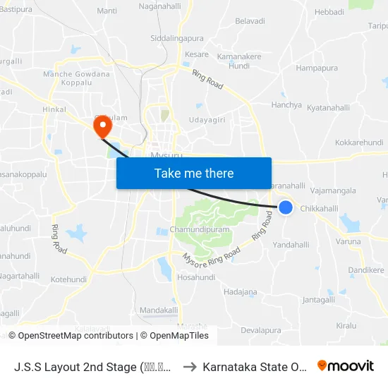 J.S.S Layout 2nd Stage (ಜೆ.ಎಸ್.ಎಸ್ ಬಡಾವಣೆ 2ನೇ ಹಂತ) to Karnataka State Open University map