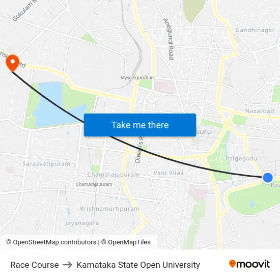 Race Course to Karnataka State Open University map