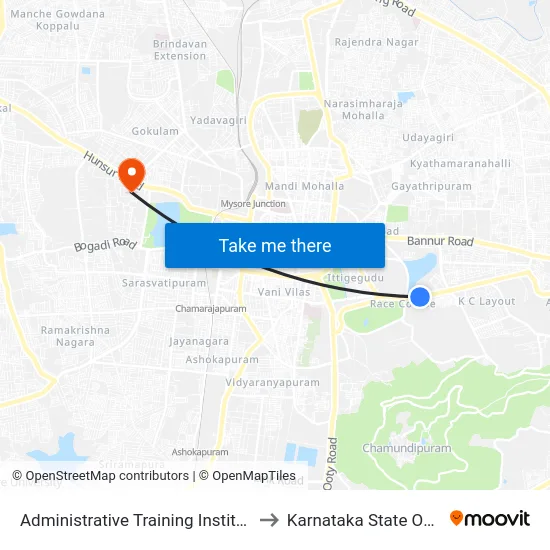 Administrative Training Institute (Police Bhavan) to Karnataka State Open University map