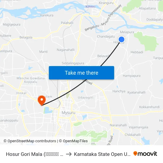 Hosur Gori Mala (ಹೊಸೂರು ಗೋರಿ ಮಾಲ) to Karnataka State Open University map