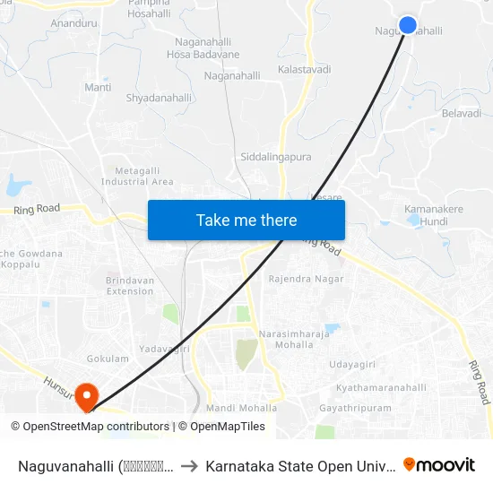 Naguvanahalli (ನಗುವನಹಳ್ಳಿ) to Karnataka State Open University map
