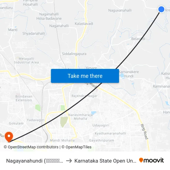Nagayanahundi (ನಾಗಯ್ಯನಹುಂಡಿ) to Karnataka State Open University map