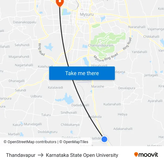 Thandavapur to Karnataka State Open University map