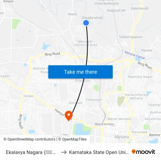 Ekalavya Nagara (ಏಕಲವ್ಯ ನಗರ) to Karnataka State Open University map
